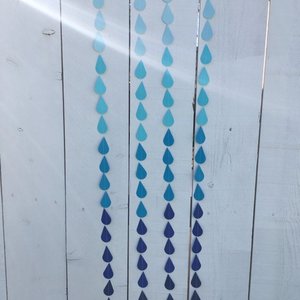 Blue Raindrop Garland, Baby Sprinkle Garland, Baby Shower Decor, Blue Ombre, Baby Boy Shower, Virtual Shower Backdrop, Raindrop Backdrop