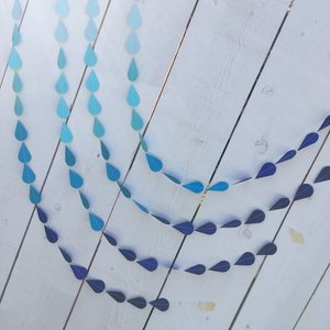 Blue Raindrop Garland, Baby Sprinkle Garland, Baby Shower Decor, Blue Ombre, Baby Boy Shower, Virtual Shower Backdrop, Raindrop Backdrop