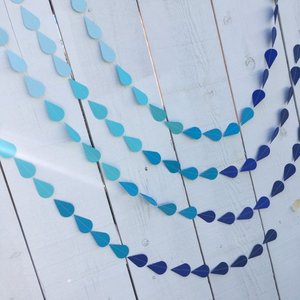 Blue Raindrop Garland, Baby Sprinkle Garland, Baby Shower Decor, Blue Ombre, Baby Boy Shower, Virtual Shower Backdrop, Raindrop Backdrop