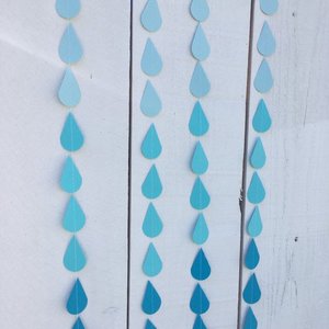 Blue Raindrop Garland, Baby Sprinkle Garland, Baby Shower Decor, Blue Ombre, Baby Boy Shower, Virtual Shower Backdrop, Raindrop Backdrop