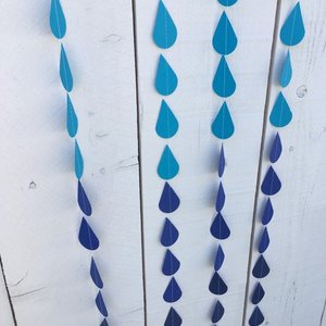 Blue Raindrop Garland, Baby Sprinkle Garland, Baby Shower Decor, Blue Ombre, Baby Boy Shower, Virtual Shower Backdrop, Raindrop Backdrop