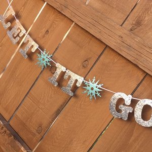 Let It Go Banner, Frozen Birthday Banner, Girl Birthday, Winter Birthday, Kids Birthday, Snowflake Decoration, Silver and Blue Glitter Decor