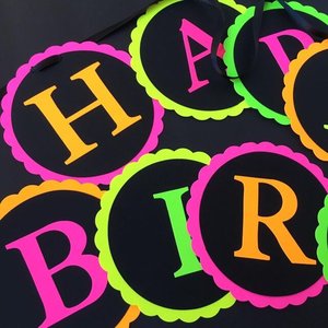 Glow Party Neon Black Light HAPPY BIRTHDAY banner