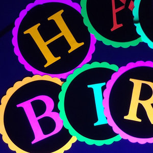 Glow Party Neon Black Light HAPPY BIRTHDAY banner