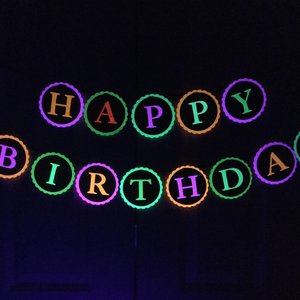 Glow Party Neon Black Light HAPPY BIRTHDAY banner