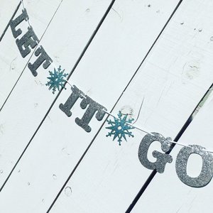 Let It Go Banner, Frozen Birthday Banner, Girl Birthday, Winter Birthday, Kids Birthday, Snowflake Decoration, Silver and Blue Glitter Decor