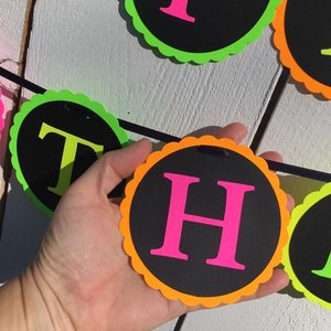 Glow Party Neon Black Light HAPPY BIRTHDAY banner