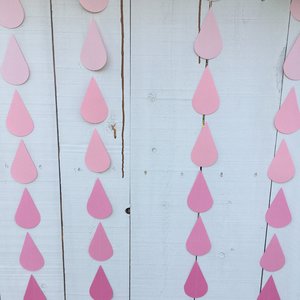 Large Pink Raindrop Garland, Pink Ombré Raindrops, Girl Baby Shower Decor, Sprinkle Shower Garlands, Virtual Baby Shower Backdrop, Pink Rain