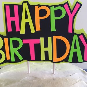 Glow Party Cake Topper, Neon Birthday Cake Topper, Personalized Cake Topper, UV Reflective Cake Decoration, Fluorescent Neon Cake Decor