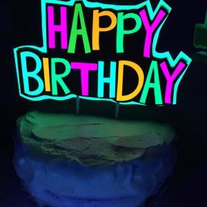 Glow Party Cake Topper, Neon Birthday Cake Topper, Personalized Cake Topper, UV Reflective Cake Decoration, Fluorescent Neon Cake Decor