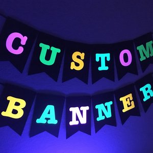 Large Neon Banner, Glow Party Banner, Personalized Banner, UV Reflective Decor, Black Light Banner, 80s Neon Party Banner, Fluorescent Decor