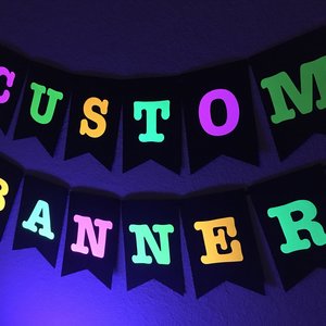 Large Neon Banner, Glow Party Banner, Personalized Banner, UV Reflective Decor, Black Light Banner, 80s Neon Party Banner, Fluorescent Decor