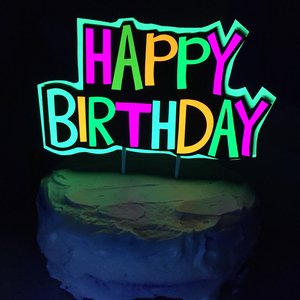 Glow Party Cake Topper, Neon Birthday Cake Topper, Personalized Cake Topper, UV Reflective Cake Decoration, Fluorescent Neon Cake Decor