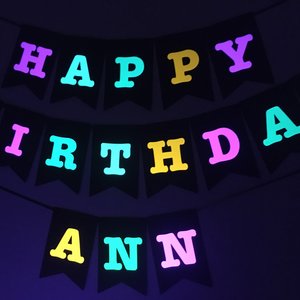 Large Neon Birthday Banner, Glow Party Banner, Custom Neon Banner, Personalized Glow Banner, Sweet 16 Glow Party Banner, 80s Party Decor