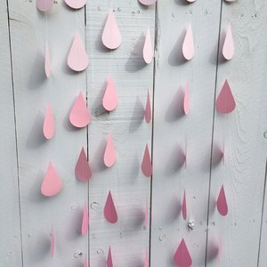 Ombré pink large raindrop garland, Pink ombré sprinkle garland, Garland for girl baby sprinkle, baby girl sprinkle decor, pink baby shower