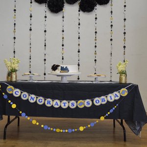 Red Black and White Graduation Garland, Paper Circle Garland, Graduation Decoration, High School Grad Decor, College Graduation Decor
