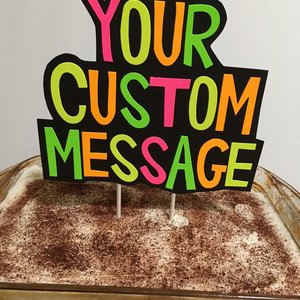 Glow Party Cake Topper, Neon Birthday Cake Topper, Personalized Cake Topper, UV Reflective Cake Decoration, Fluorescent Neon Cake Decor