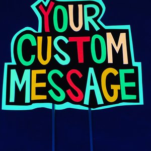 Glow Party Cake Topper, Neon Birthday Cake Topper, Personalized Cake Topper, UV Reflective Cake Decoration, Fluorescent Neon Cake Decor