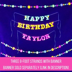 Glow Party Decorations, Neon Garlands, Black Light Party Decor, Sweet 16 Party, Glow Garlands, Skate Party Decor, 80s Party