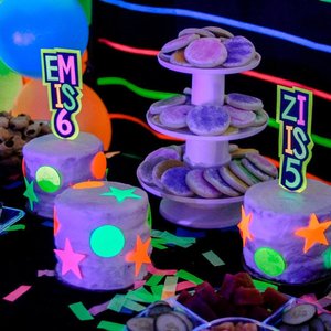 Glow Party Cake Topper, Neon Birthday Cake Topper, Personalized Cake Topper, UV Reflective Cake Decoration, Fluorescent Neon Cake Decor