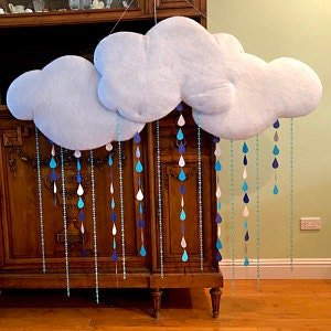 Blue and Turquoise Raindrops, Raindrop Garland, Baby Sprinkle Decoration, Sprinkle Shower Decor, Baby Shower Backdrop, Baby Boy Shower