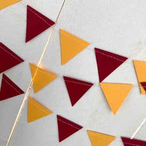 Maroon and Gold Graduation Party Bunting, Burgundy and Yellow Triangle Garland, University of Minnesota Dorm Decoration, Back to School