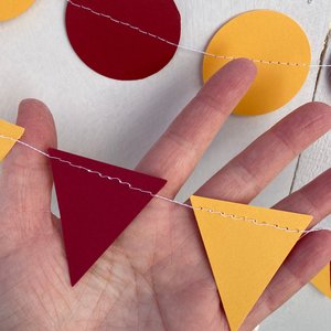Maroon and Gold Graduation Party Bunting, Burgundy and Yellow Triangle Garland, University of Minnesota Dorm Decoration, Back to School