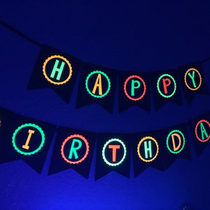 Neon Birthday Banner, Glow Party Banner, 80s Birthday Party, Black Light Party, Sweet 16 Glow Party, 80s Party, Retro Birthday, Skate Party