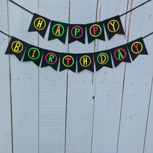 Neon Birthday Banner, Glow Party Banner, 80s Birthday Party, Black Light Party, Sweet 16 Glow Party, 80s Party, Retro Birthday, Skate Party