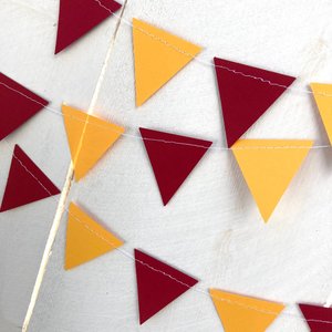 Maroon and Gold Graduation Party Bunting, Burgundy and Yellow Triangle Garland, University of Minnesota Dorm Decoration, Back to School