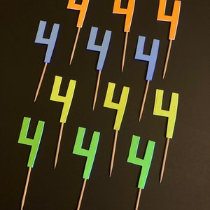 Set of 12 Retro Font Neon Glow Party Age Cupcake Toppers
