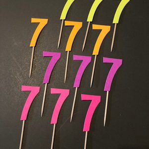 Set of 12 Retro Font Neon Glow Party Age Cupcake Toppers