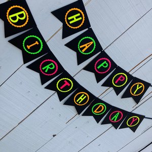 Neon Birthday Banner, Glow Party Banner, 80s Birthday Party, Black Light Party, Sweet 16 Glow Party, 80s Party, Retro Birthday, Skate Party