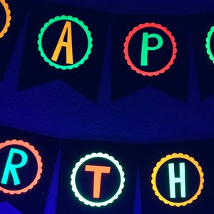 Neon Birthday Banner, Glow Party Banner, 80s Birthday Party, Black Light Party, Sweet 16 Glow Party, 80s Party, Retro Birthday, Skate Party
