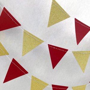 Maroon and Gold Glitter Triangle Graduation Bunting, University Commencement Party Garland, Minnesota Colors, Calvin Dorm Decor, Grad Party