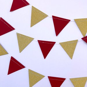 Maroon and Gold Glitter Triangle Graduation Bunting, University Commencement Party Garland, Minnesota Colors, Calvin Dorm Decor, Grad Party