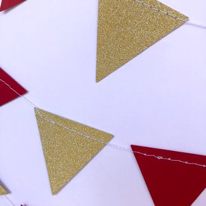 Maroon and Gold Glitter Triangle Graduation Bunting, University Commencement Party Garland, Minnesota Colors, Calvin Dorm Decor, Grad Party