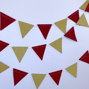 Maroon and Gold Glitter Triangle Graduation Bunting, University Commencement Party Garland, Minnesota Colors, Calvin Dorm Decor, Grad Party