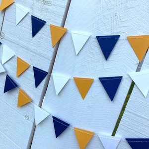 Graduation Decoration, Blue and Gold, Graduation Garland, Triangle Bunting, UC Berkeley Graduation, U of California Grad, Dorm Decoration