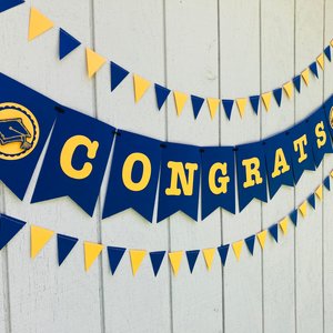 University of California Large Graduation Banner, CONGRATS Banner, Graduation Decor, UC Davis Grad, UC Berkeley Grad, Navy and Gold Decor