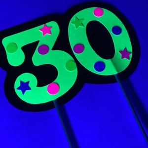Neon Number Cake Topper, Glow Party Cake Topper, Neon Birthday Cake Topper, UV Reflective Cake Decoration, Fluorescent Neon Cake Decor