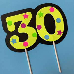 Neon Number Cake Topper, Glow Party Cake Topper, Neon Birthday Cake Topper, UV Reflective Cake Decoration, Fluorescent Neon Cake Decor