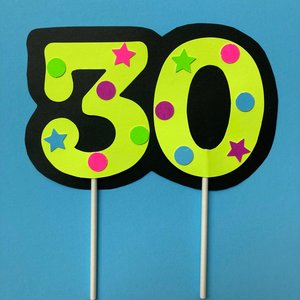 Neon Number Cake Topper, Glow Party Cake Topper, Neon Birthday Cake Topper, UV Reflective Cake Decoration, Fluorescent Neon Cake Decor