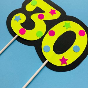 Neon Number Cake Topper, Glow Party Cake Topper, Neon Birthday Cake Topper, UV Reflective Cake Decoration, Fluorescent Neon Cake Decor