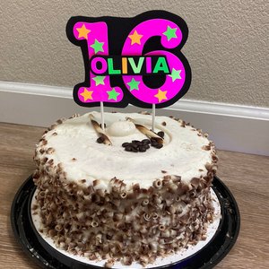Glow Party Cake Topper, Neon Cake, Pink Topper, Birthday Cake Decor, Personalized Topper, Name Topper, Age Topper, Glow Party Decorations