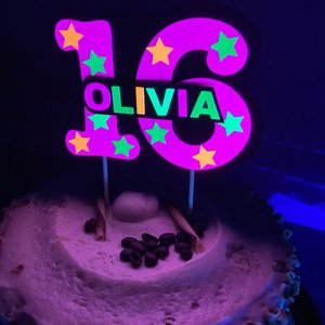 Glow Party Cake Topper, Neon Cake, Pink Topper, Birthday Cake Decor, Personalized Topper, Name Topper, Age Topper, Glow Party Decorations