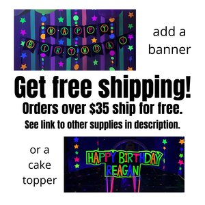 Glow Party Decorations, Neon Star Garland, Black Light Party Decor, Fluorescent Star Garland, Sweet 16 Glow Party, 80s Party, Skate Party