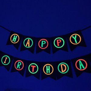 Neon Birthday Banner, Glow Party Banner, 80s Birthday Party, Black Light Party, Sweet 16 Glow Party, 80s Party, Retro Birthday, Skate Party