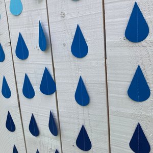 Ombré blue large raindrop garland, Blue ombré sprinkle garland, baby sprinkle, baby boy sprinkle decor, blue baby shower, boy baby shower