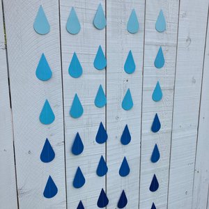 Ombré blue large raindrop garland, Blue ombré sprinkle garland, baby sprinkle, baby boy sprinkle decor, blue baby shower, boy baby shower